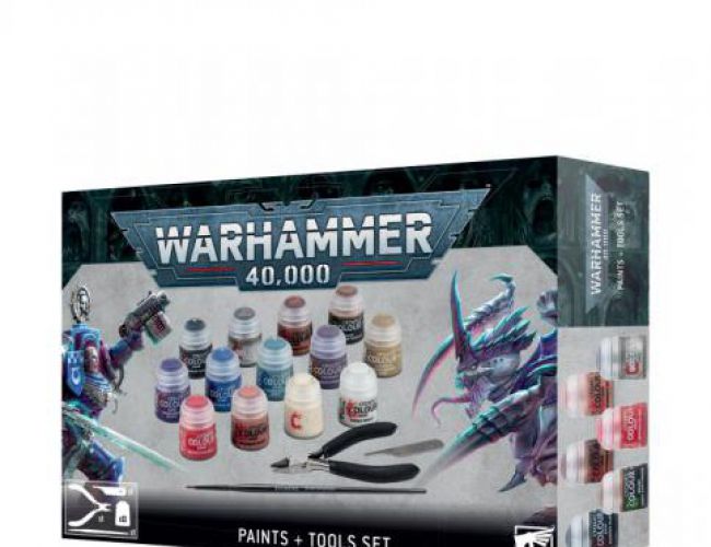 WARHAMMER 40K PAINTS + TOOLS SET (MSRP $55)