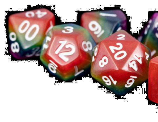 RESIN 16MM 7 DICE SET RAINBOW