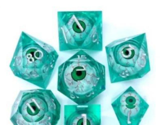 BEHOLDER EYE DICE KIT - GREEN IN A BOTTLE WITH A SCREW-CAP