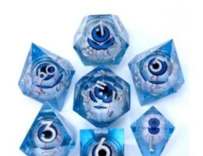 Beholder Eye Dice Kit - Blue in a bottle with screw-cap