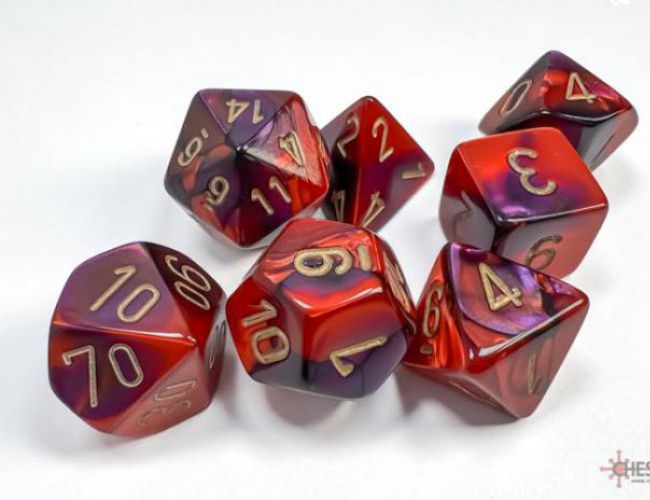 CHX DICE BLOCK 26426 - GEMINI PURPLE-RED/GOLD (7 DIE SET)