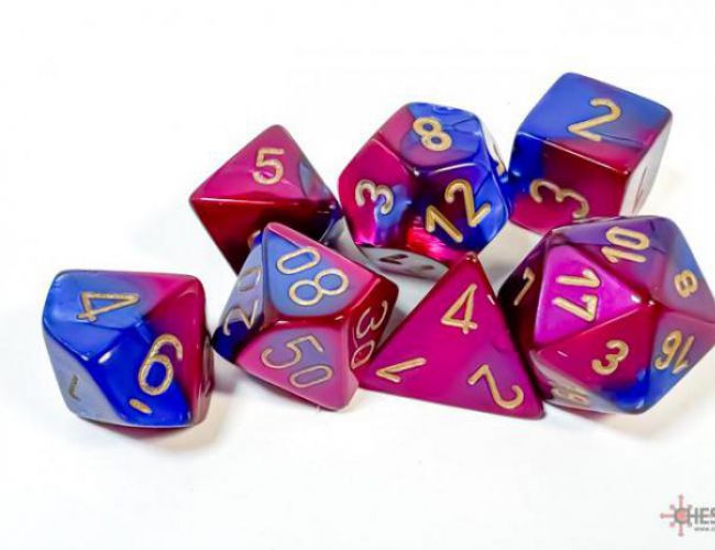 CHX DICE BLOCK 26428 - GEMINI BLUE-PURPLE/GOLD (7 DIE SET)