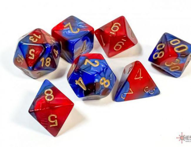 CHX DICE BLOCK 26429 - GEMINI BLUE-RED/GOLD (7 DIE SET)