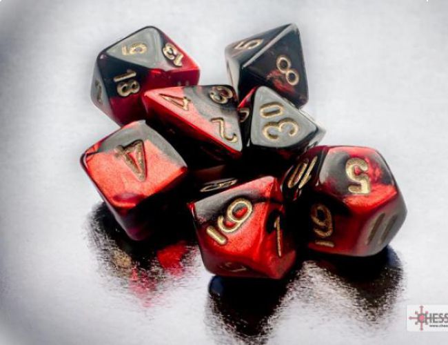 MINI GEMINI BLACK-RED/GOLD 7-DIE SET