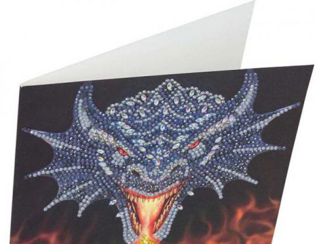 CRYSTAL ART CARD - DRAGON FIRE HEAD
