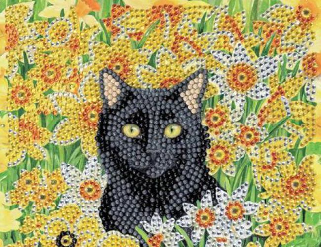 CRYSTAL ART Kit - CAT & FLOWERS
