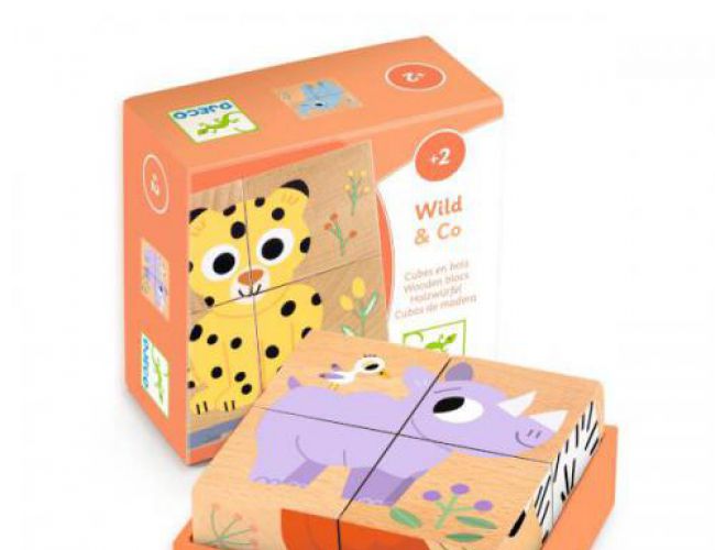 DJECO WILD & CO - 4 WOODEN CUBES