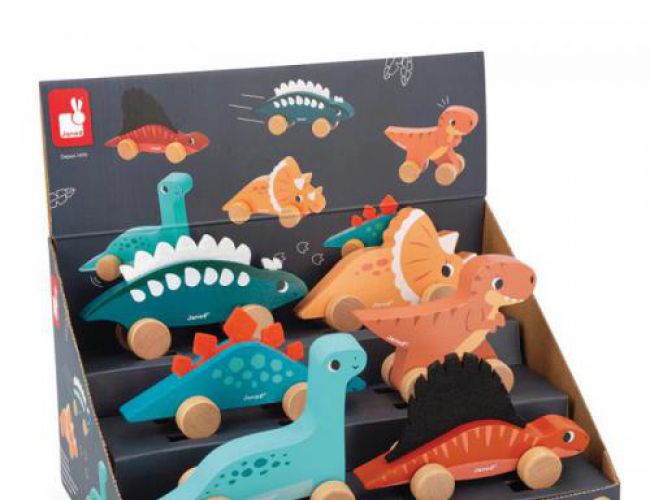 JANOD - PUSH ALONG WOODEN DINOS ASSORTED