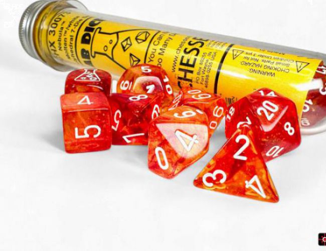 LAB DICE NEBULA 7-DIE SET MOLTEN / WHITE