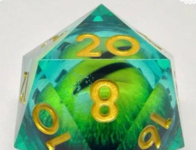 LARGE D20 (35mm): DRAGON EYE - EMERALD