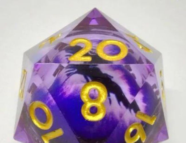 LARGE D20 (35mm): DRAGON EYE - PURPLE
