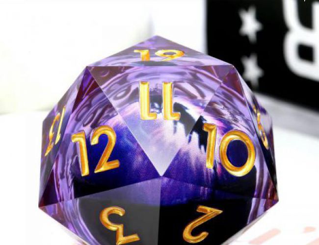 LARGE SPINDOWN D20 33mm PURPLE DRAGON EYE