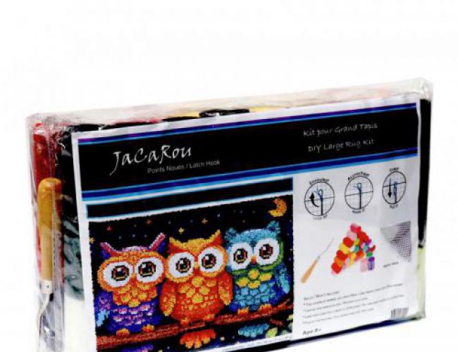 LATCH HOOK DIY RUG KIT - OWLS (LARGE)