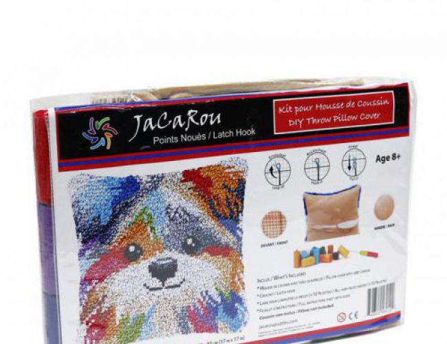 LATCH HOOK DIY THROW PILLOW COVER - LITTLE DOG