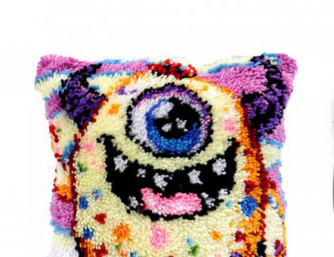 LATCH HOOK DIY THROW PILLOW COVER - MONSTER