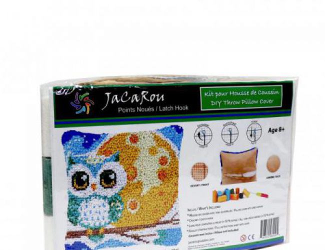 LATCH HOOK DIY THROW PILLOW COVER - OWL