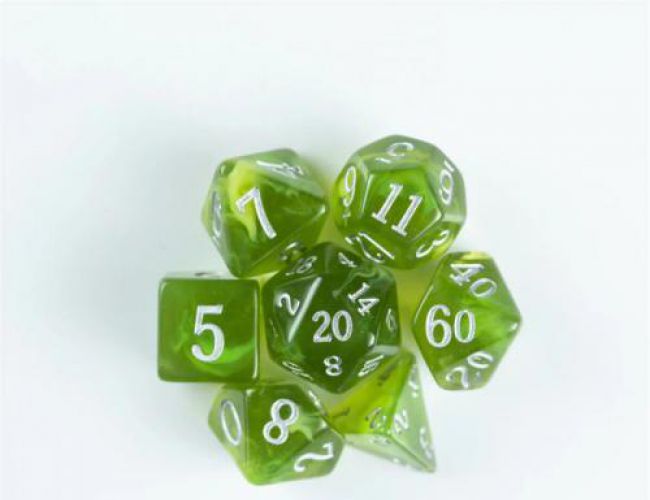 LITTLE DRAGON DICE - PERIDOT (7 DIE SET)