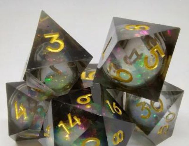 MAELSTROM OF DREAMS DICE KIT - BLACK AND GOLD