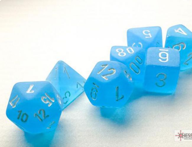 MINI FROSTED CARIBBEAN BLUE/WHITE 7-DIE SET