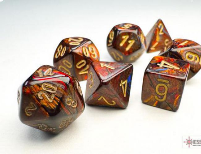 MINI SCARAB BLUE BLOOD /GOLD 7-DIE SET