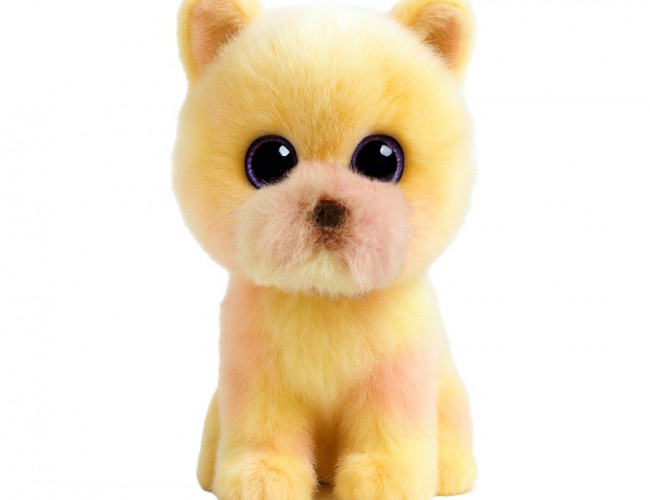 TY BEANIE BABIES - PALMER POMERANIAN YELLOW PINK