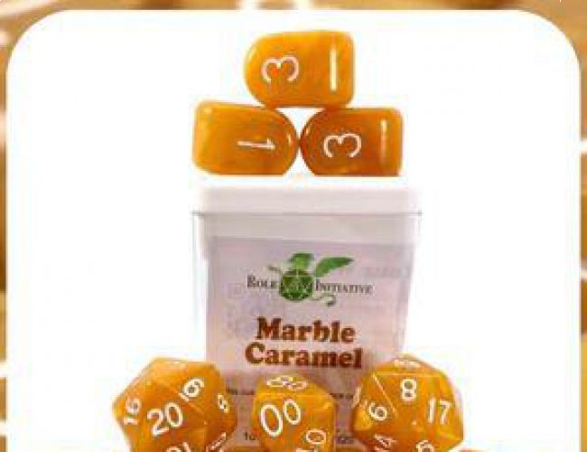ROLL 4 INITIATIVE 15 DIE SET - MARBLE CARAMEL (ARCHED d4)