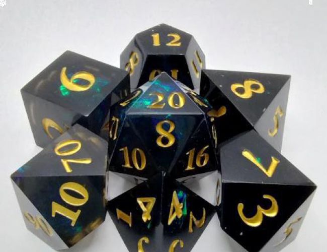 SHARP EDGE DICE SET - SHIMMERING PLASMA  - BLACK & GOLD