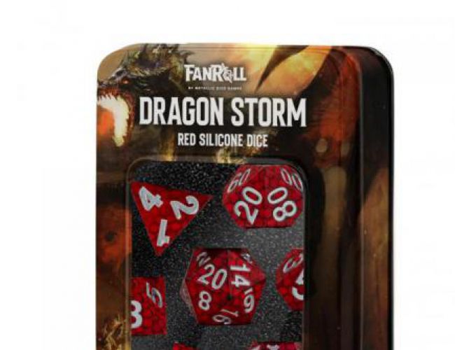 SILICONE 7 DICE SET DRAGON STORM RED
