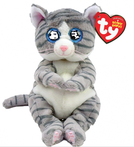 TY BEANIE BELLIES- MITZI GREY TABBY CAT