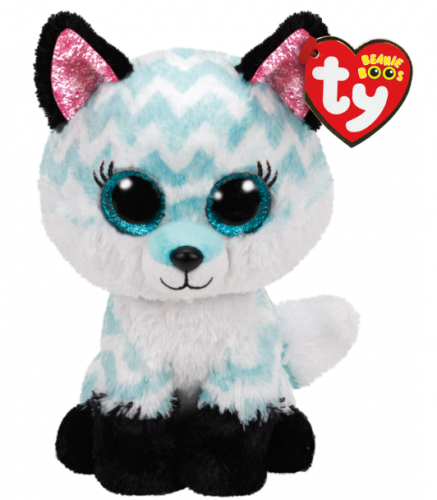 TY BEANIE BOOS ATLAS AQUA CHEVRON FOX