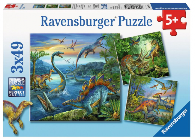 DINOSAUR FASCINATION 3x49 PC PUZZLE