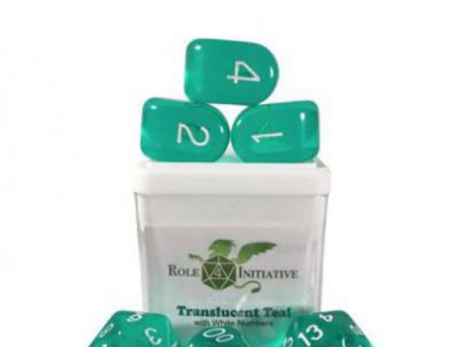 ROLL 4 INITIATIVE 15 DIE SET - TRANSLUCENT TEAL (ARCHED d4)