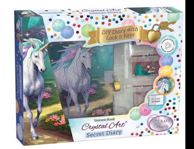 CRYSTAL ART SECRET DIARY - UNICORN STROLL
