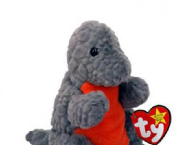 TY OG BEANIE BABY - EMMETT- GRAY DINOSAUR