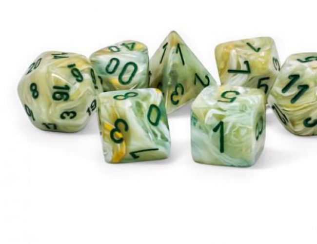 CHX DICE BLOCK 22409 - MARBLE MEGA-HEDRAL GREEN/DARK GREEN (7 DIE SET)