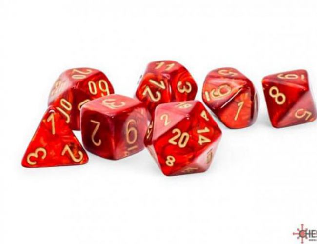 SCARAB 7-DIE SET MEGA-HEDRAL SCARLET/GOLD