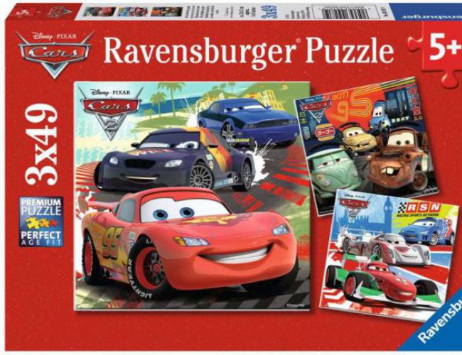 RAVENSBURGER PUZZLE 3 x 49 PCS CARS WORLDWIDE RACING FUN