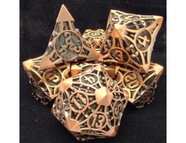 CHAOS DICE KIT - ANCIENT COPPER WITH BLACK SUEDECLOTH DICE BAG