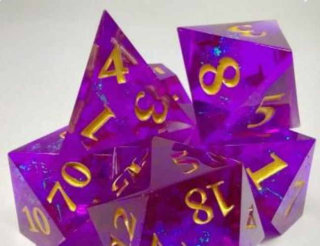 SHARP EDGE DICE SET - SHIMMERING PLASMA  - PURPLE & GOLD
