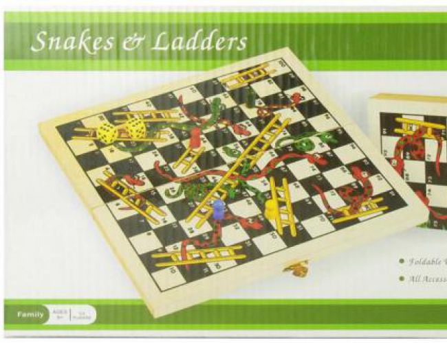 SNAKES & LADDERS WOODEN FOLDING BOARD
