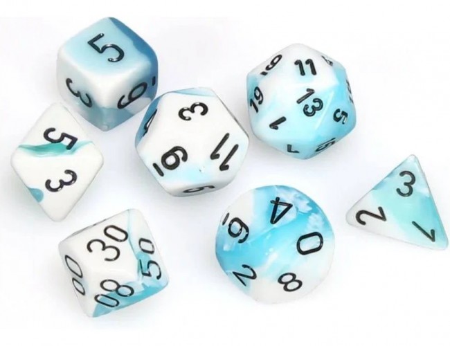 CHX DICE BLOCK 26444 - GEMINI TEAL-WHITE/BLACK (7 DIE SET)