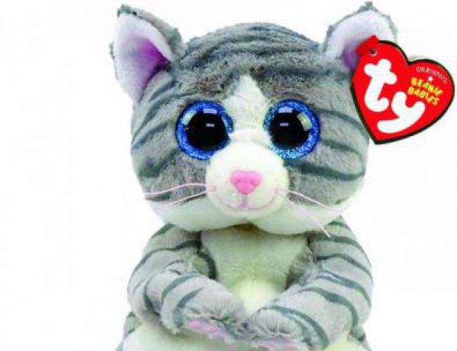 TY BEANIE BELLIES- MITZI GREY TABBY CAT