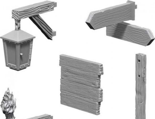WIZKIDS UNPAINTED MINI SIGNS AND LIGHTS