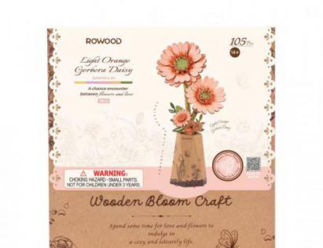 WOODEN BLOOM CRAFT - LIGHT ORANGE GERBERA DAISY