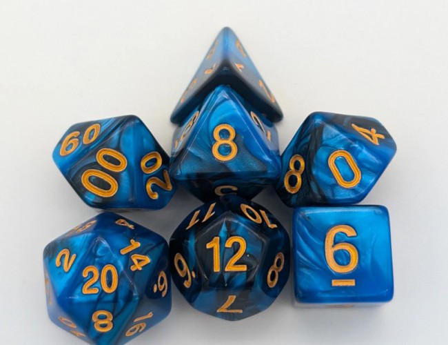 MYSTERY DICE GOBLIN - TIE-DYE BLACK AND BLUE DICE SET