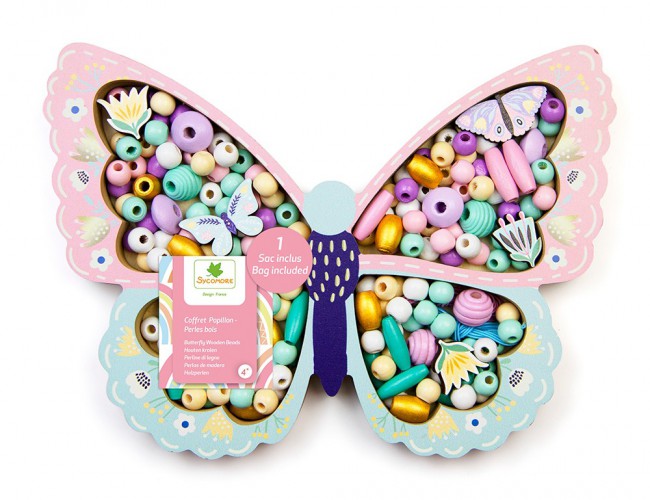 BUTTERFLY WOODEN BEADS SET