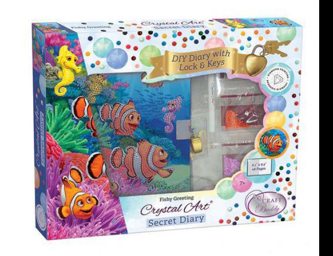 CRYSTAL ART SECRET DIARY - FISHY GREETING