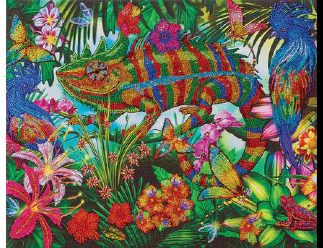 CRYSTAL ART KIT -  CHAMELEON JUNGLE