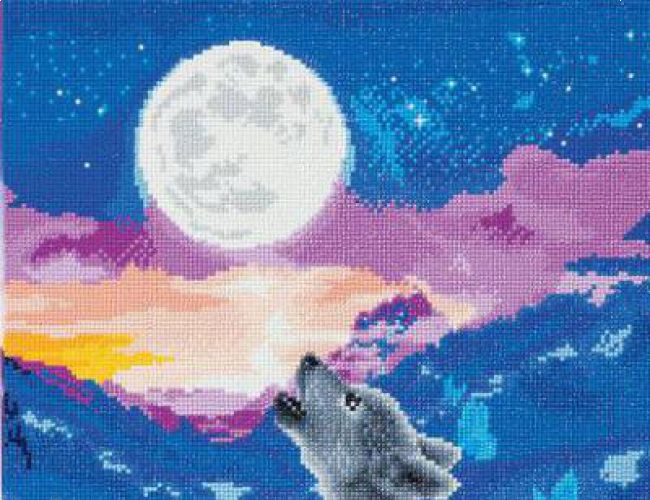 CRYSTAL ART KIT -  HOWLING WOLF CUB