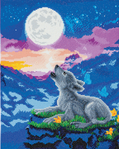 CRYSTAL ART KIT -  HOWLING WOLF CUB